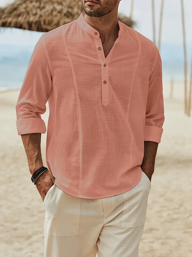 Asher | Lichte strandshirt met staande kraag & ontspannen elegantie