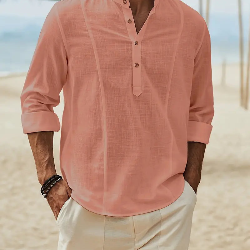 Asher | Lichte strandshirt met staande kraag & ontspannen elegantie