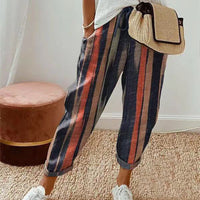 Dames Losvallende Broek met Print – Luchtige Wijde Zomerbroek met Elastische Taille
