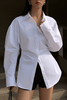 Ilaria | Witte Oversized Blouse met Benadrukte Taille en Klassieke Kraag