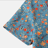 Leo | Speelse Korte Mouwen Overhemd met Vintage Bloemenpatroon