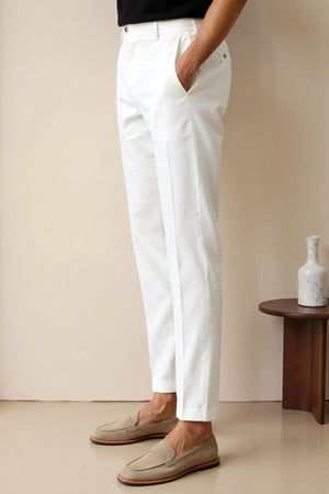Heren Chino Broek in Wit – Elegantie en moderne stijl
