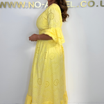 Boho Maxi-jurk met Ruches en Borduursel