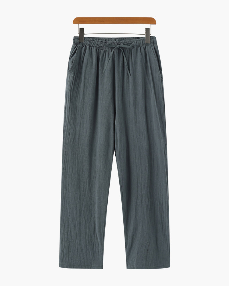 Nathan | Comfortabele heren zomer linnen broek met elastische tailleband