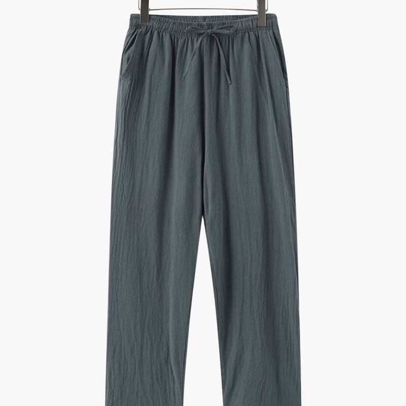 Nathan | Comfortabele heren zomer linnen broek met elastische tailleband