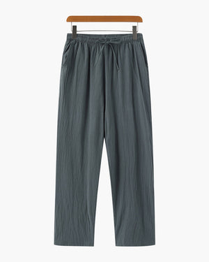 Nathan | Comfortabele heren zomer linnen broek met elastische tailleband