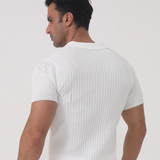 Joshua | V-hals Ribgebreide Poloshirt voor Mannen