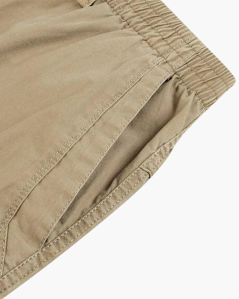 Ryan | Rechte Snit Vrijetijds Katoenen Broek met Elastische Tailleband