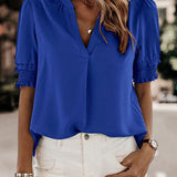 Lotte™ Elegante V-hals Blouse met Korte Mouwen