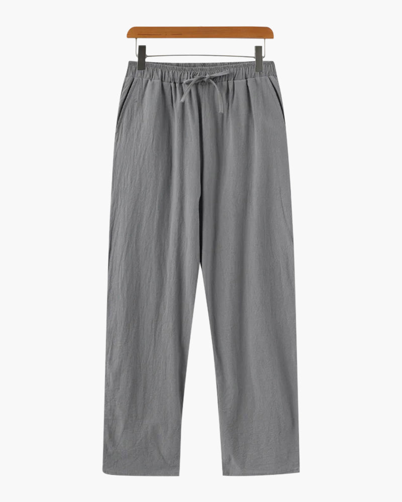 Nathan | Comfortabele heren zomer linnen broek met elastische tailleband