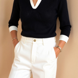 Langarmige Poloshirt met Contrasterende Kraag