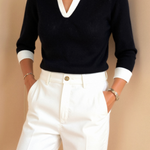 Langarmige Poloshirt met Contrasterende Kraag