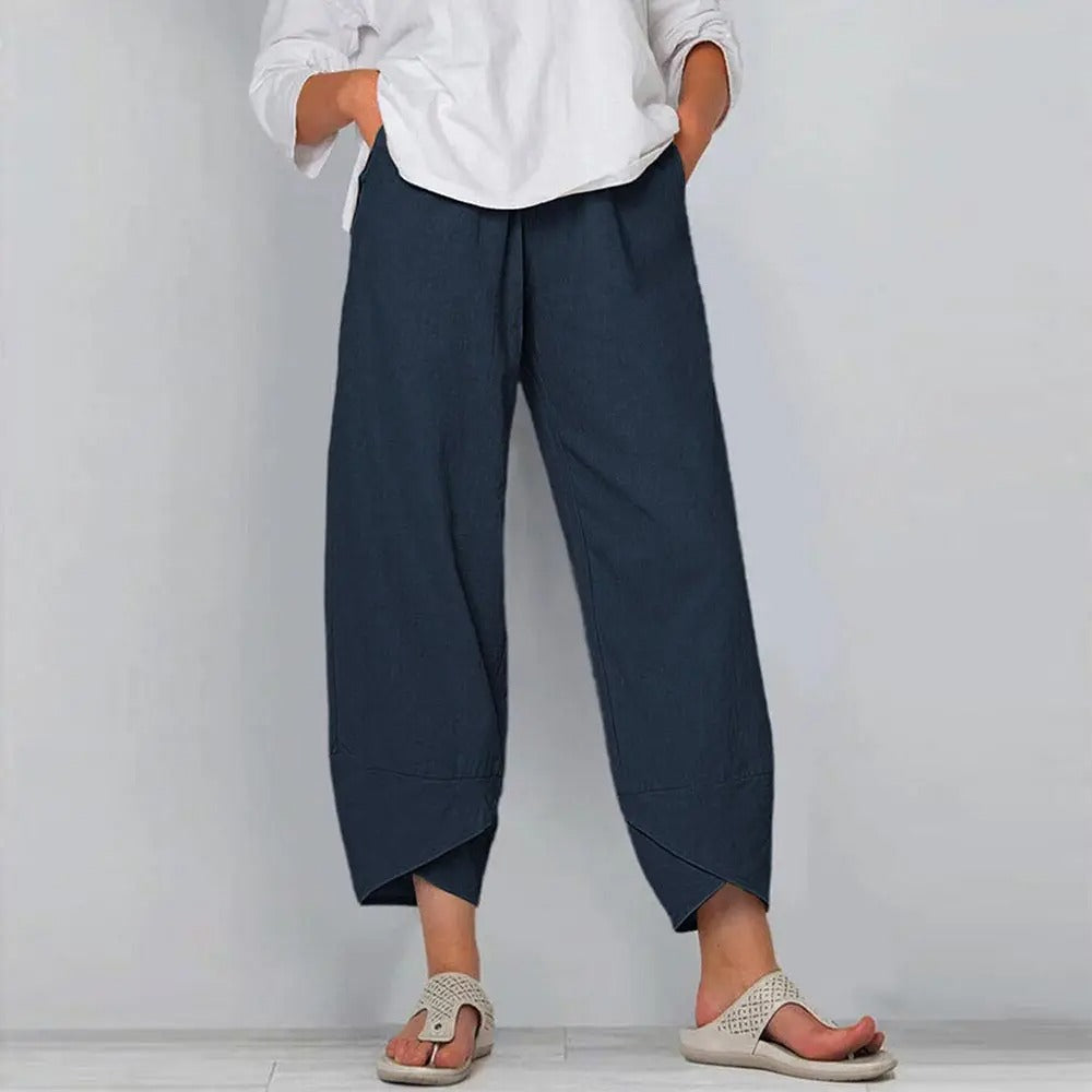 Allure zomerbroek dames | Luchtige linnen look broek | Comfortabele losse pasvorm