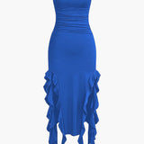 Sofia | Elegante Bandeau-Maxikleed met Volant-Details – Tijdloze Raffinement
