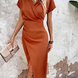 Eva-Maria™ Elegante Satijnen Midi-Jurk