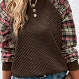 Babette™ Dames Trui met Geruite Mouwen