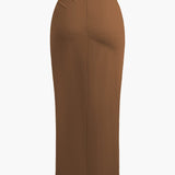 Fridoline | Elegante Midirok met Wickeloptiek, Drapering en Hoge Split