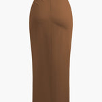 Fridoline | Elegante Midirok met Wickeloptiek, Drapering en Hoge Split
