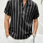 Samuel | Korte mouwen Henley zomerhemd met streepmotief