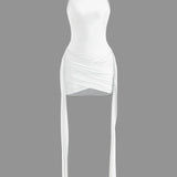 Vera | Elegante High-Neck Bodycon Minijurk met Drapering