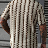 Heren Gestreept Overhemd Korte Mouw Retro Stijl