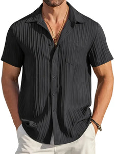 Ethan | Lichte Korte Mouwen Zomer Plissé Shirt