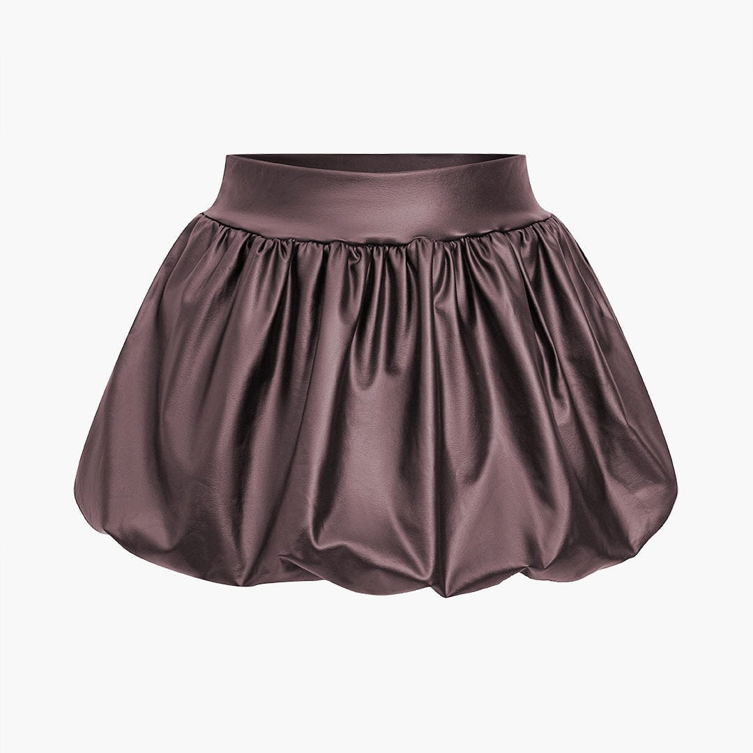 Cordula | Extravagantere Ballon-Minirok van Kunstleer met Elastische Tailleband