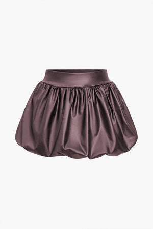 Cordula | Extravagantere Ballon-Minirok van Kunstleer met Elastische Tailleband