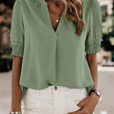 Lotte™ Elegante V-hals Blouse met Korte Mouwen