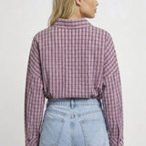 Geruite Blouse met Koorddetail en Getailleerde Pasvorm
