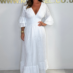 Boho Maxijurk met Rimpelmouwen en Borduursel