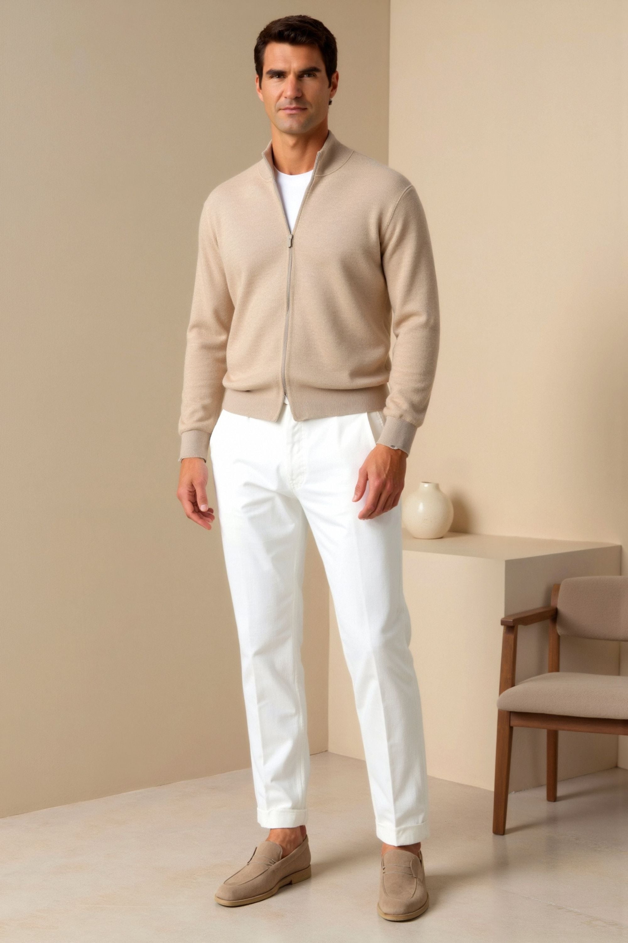 Heren Chino Broek in Wit – Elegantie en moderne stijl