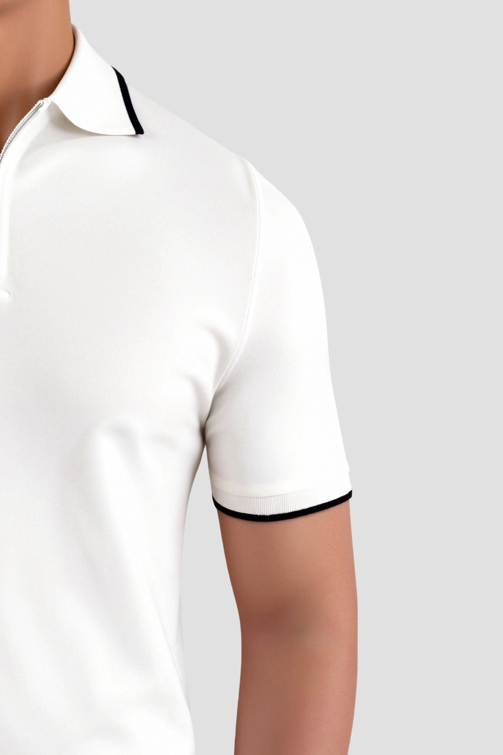 Klassiek Poloshirt met Rits en Contrastdetails