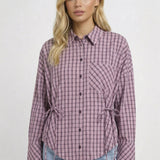 Geruite Blouse met Koorddetail en Getailleerde Pasvorm
