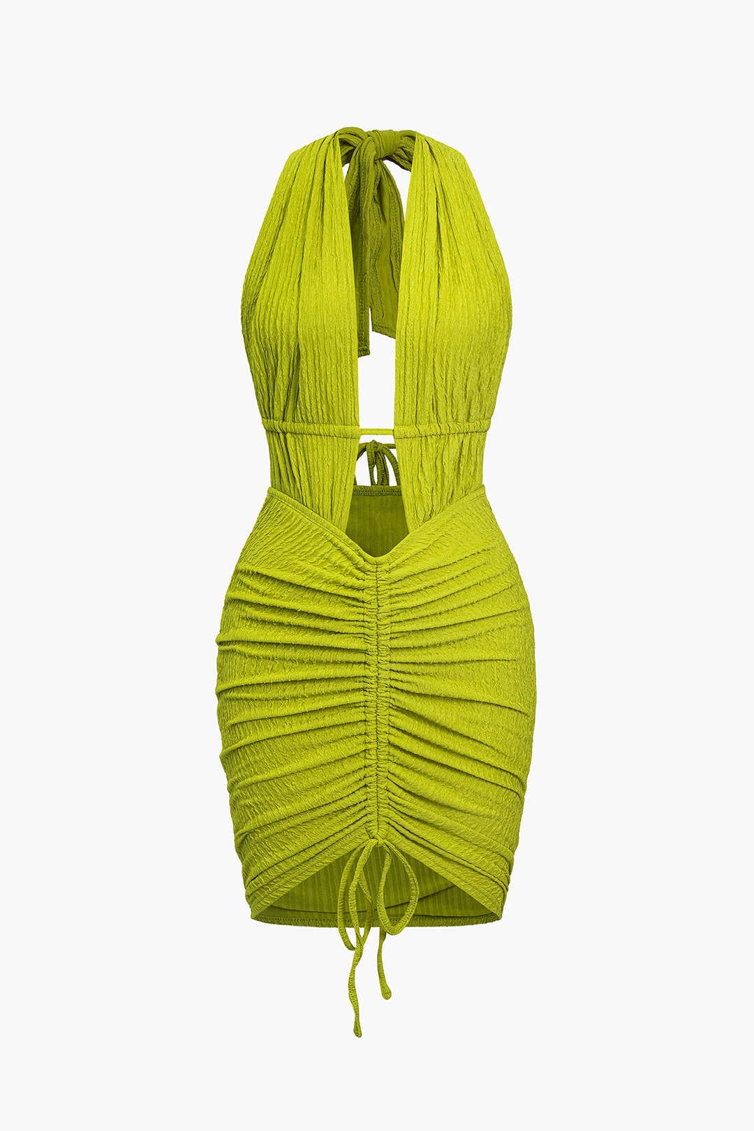Maya | Sexy Rugloze Halter Minikleed met Rimpelingen – Zomer Party-Kleed voor Heisse Nachten