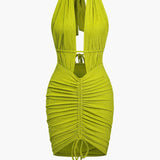 Maya | Sexy Rugloze Halter Minikleed met Rimpelingen – Zomer Party-Kleed voor Heisse Nachten