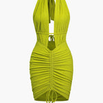 Maya | Sexy Rugloze Halter Minikleed met Rimpelingen – Zomer Party-Kleed voor Heisse Nachten