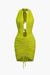 Maya | Sexy Rugloze Halter Minikleed met Rimpelingen – Zomer Party-Kleed voor Heisse Nachten