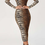 Leona | Elegante Luipaard-Print Midi-jurk – Wild & Stijlvol