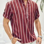 Samuel | Korte mouwen Henley zomerhemd met streepmotief