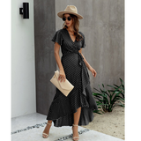 Gebloemd Wikkeljurk met V-hals & Ruffles – Zomerachtig & Elegant