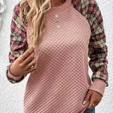 Babette™ Dames Trui met Geruite Mouwen