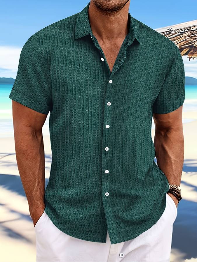 Owen | Relaxed Fit Gestreept Korte Mouwen Zomerhemd