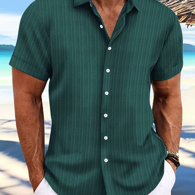 Owen | Relaxed Fit Gestreept Korte Mouwen Zomerhemd