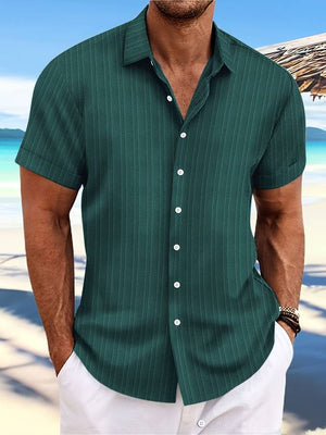 Owen | Relaxed Fit Gestreept Korte Mouwen Zomerhemd