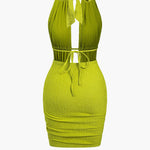 Maya | Sexy Rugloze Halter Minikleed met Rimpelingen – Zomer Party-Kleed voor Heisse Nachten