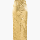 Elfriede | Glanzende Metallic-Midirok met Crinkle-effect en elastische tailleband