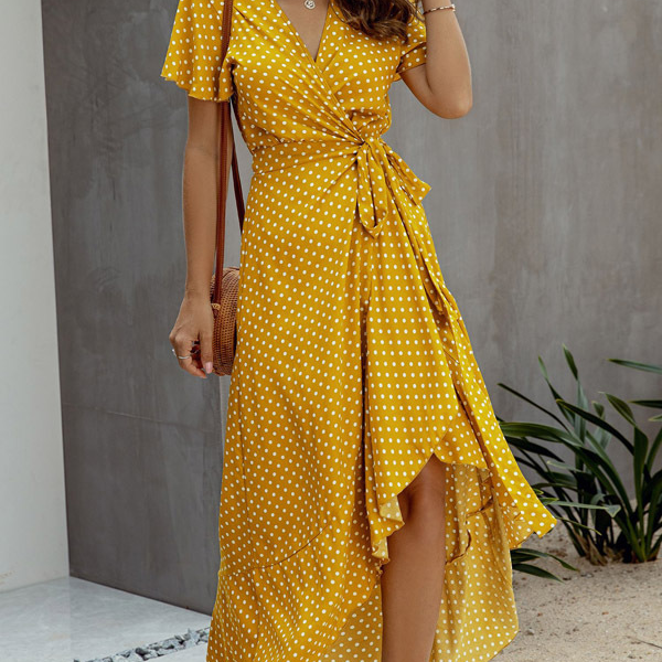 Gebloemd Wikkeljurk met V-hals & Ruffles – Zomerachtig & Elegant