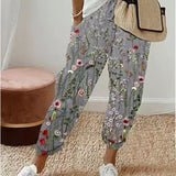 Dames Losvallende Broek met Print – Luchtige Wijde Zomerbroek met Elastische Taille