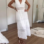 Elegante Midi Zomerkleed met Kant & V-hals – Vrouwelijk & Luchtig